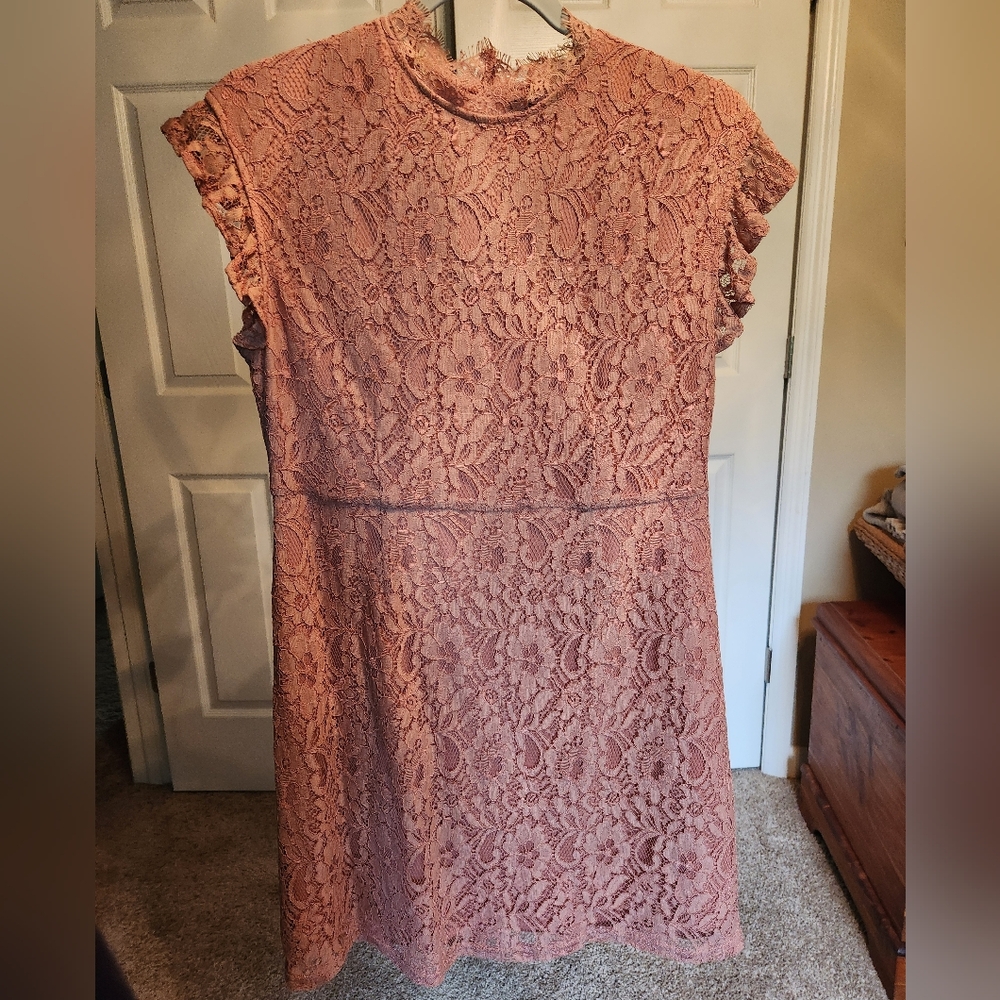 Delicate Dusty Pink Lace Dress Size S - Picture 2 of 16